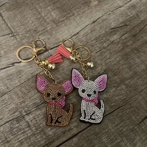 Whimsical Brown and Pink Fiber Art Chihuahua Charms